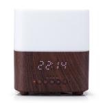 Wood Color 300ml Bluetooth Speaker Aroma Diffuser With Clock