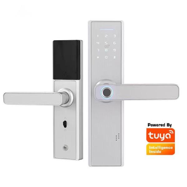 Quality Touchscreen Fingerprint Wifi Entry Door Lock With Handle Lock Easy To Install For Home Hotel for sale