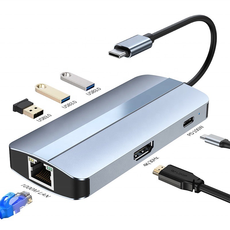 11 In 1 USB-C Hub Type-C To HDMI USB3.0 USB2.0 SD TF Adapter Hub with Card Reader