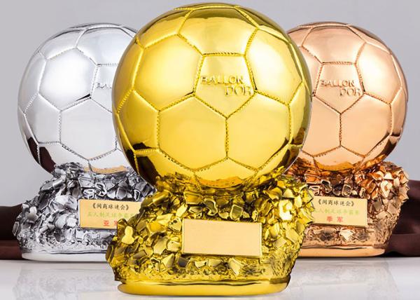 Quality Football Custom Award Trophies Resin Material Soccer Sporsts Competition Application for sale