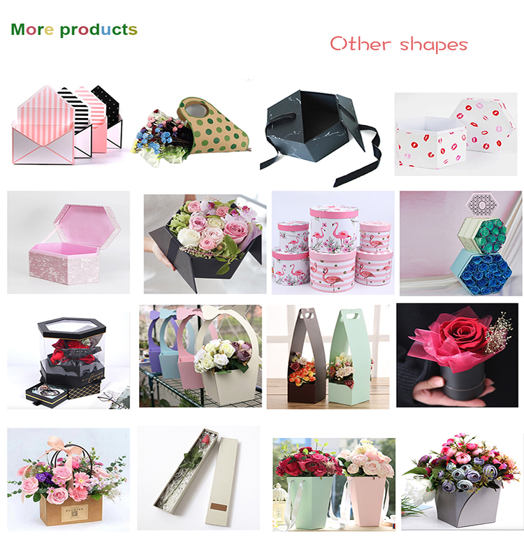 Custom Velvet Hexagon Rigid Paper Pink Preserved Rose Gift Bouquet Envelop Shape Waterproof Mini Flower Storage Roses Packaging Box