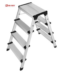 China Double Sided  Aluminum Step Stool Wide Pedal 4 Steps Slip Resistant on sale