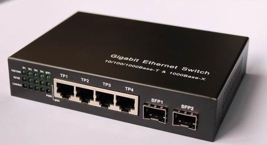 Quality High Speed 6 Port Optical Fiber Gigabit Ethernet Switch With 2 1000Mbps SFP Interfaces for sale