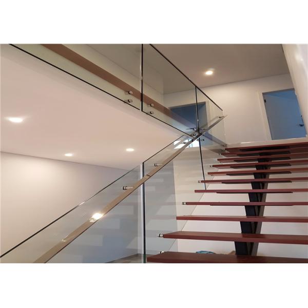 Metal Stringer Straight Flight Staircase Solid Oak Stairs Low Maintenance Cost