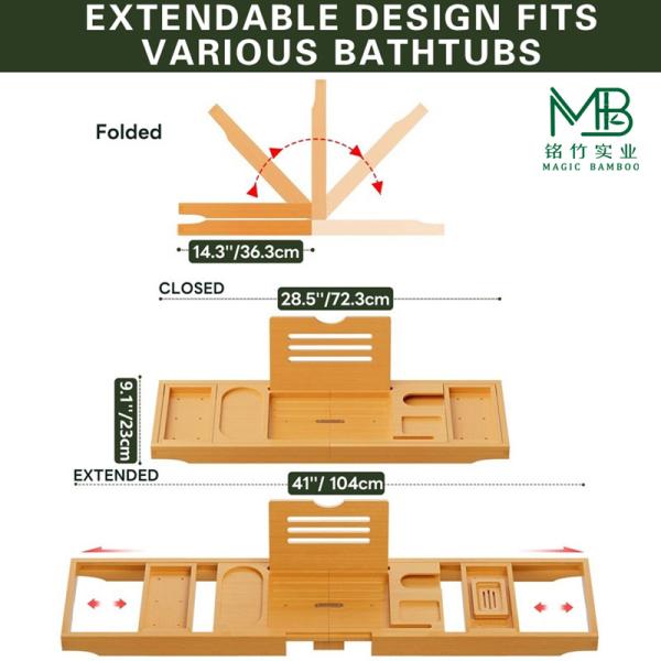 Wholesale Bamboo Bathtub Storage Bracket For Household Bathroom