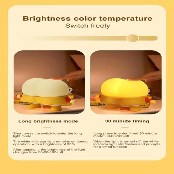 Silicone LED Night Light 3000K 3 Speed Dimming / Warm Color LED Sleep Light IP33 Waterproof