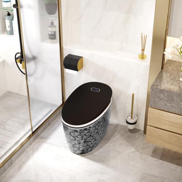 Quality Black Round Siphon Flush Smart Intelligent Toilet Automatic Operation for sale