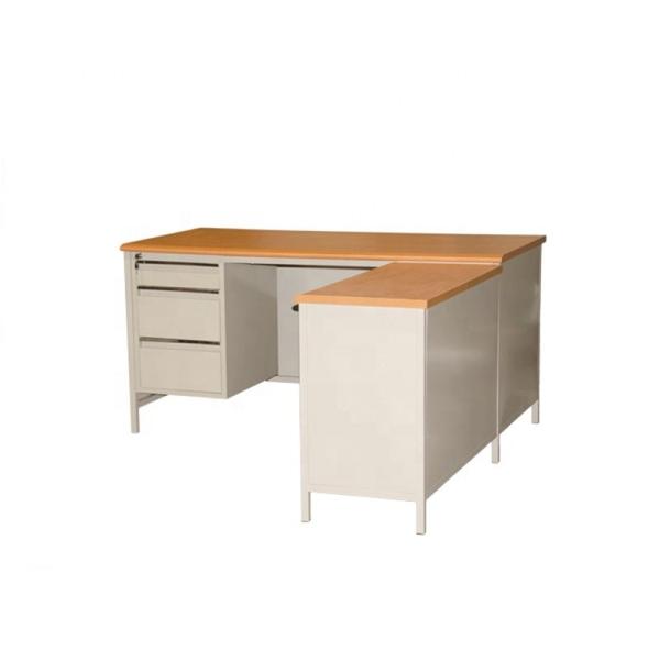 Quality L Shape Office MDF Board Three Drawers Steel Executive Desk for sale
