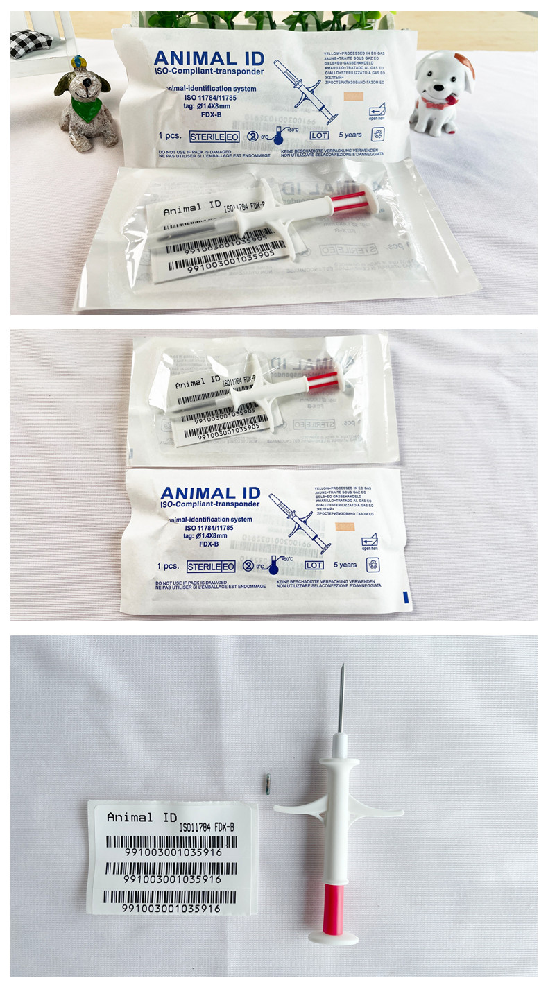 Injectable Transponders 134.2khz Pet ID Microchip Transponder With Implant Syringe ISO Transponder Microchip