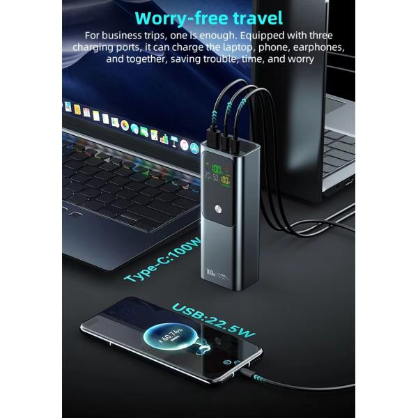 65W PD Charger Power Bank High Capacity 20000mAh Battery Pack for Fast Charging Laptop