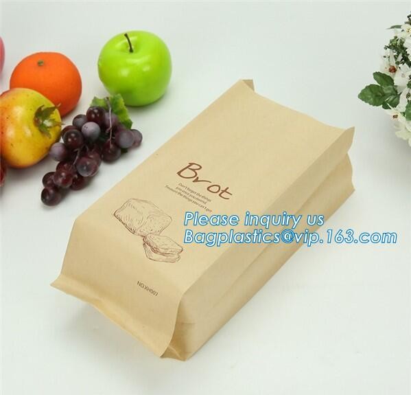 Custom Printing Recycled Brown Kraft Paper Bags,Custom Printed Factory Glassine Paper Bread Small Brown Bag, bagease