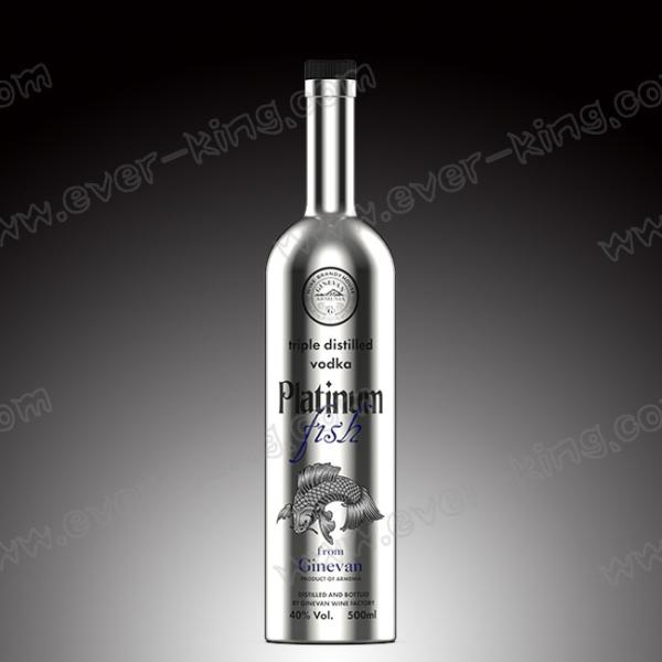Round Vodka Electroplated Glass Crystal Bottle 500ml With Stopper