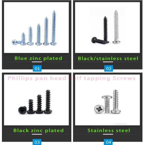 Cross Pan Head Self-Tapping Screws ISO Standard Blue Black Zinc Plated for Benefit