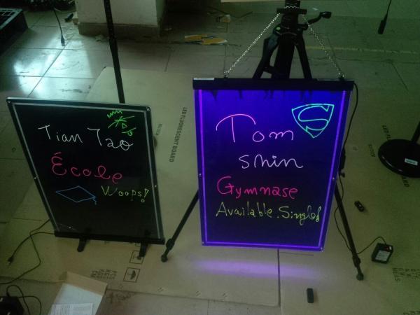 Quality 580x420mm hanging led writing board with engraved border for sale