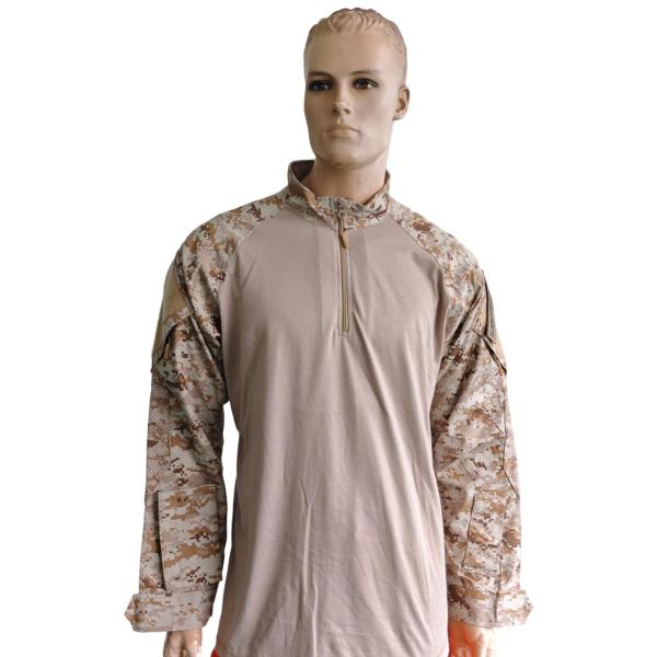 Tactical Camo Combat Shirt with Half Zip and Arm Pockets Breathable Comfortable Frog Tactical Training Suit