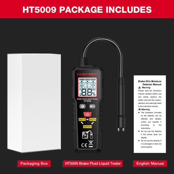 HT5009 Brake Fluid Liquid Tester Brake Oil Detecting Pen high-precision Automobile Brake Fluid Content Detector