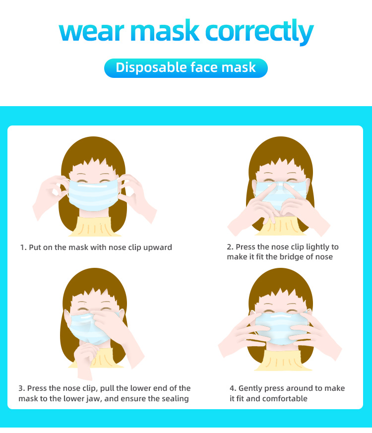 High Protective 3 layer non-woven fabrics ear loop disposable protective face mask