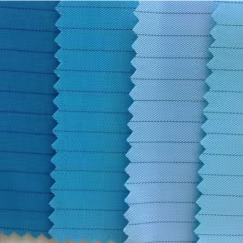 5mm stripe antistatic fabric, 115GSM breathable material, designed for cleanrooms.