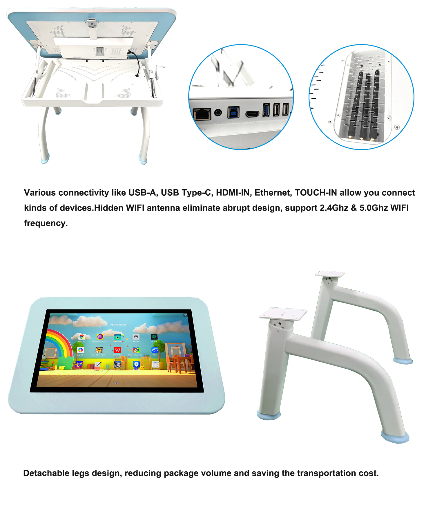 Kids Android Interactive Multi Touch Table 32 Inch for with Octa Core CPU