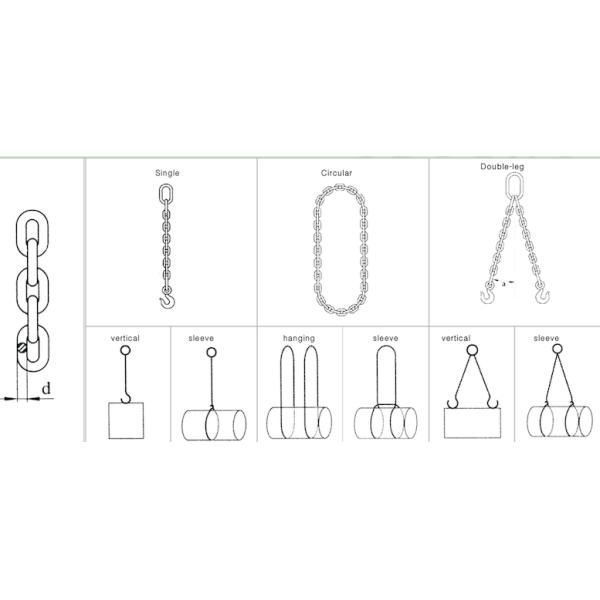 12mm Lifting Chain Sling , Grade 80 Double Leg Sling