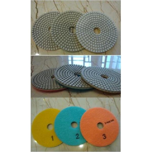 White 3 Steps 4 Inch Wet Diamond Polishing Pads For Stone / Marble
