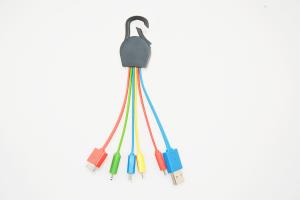 Colorful 1 USB to 4 outputs ABS Cable for Mobile Phone Charging with Carabiner