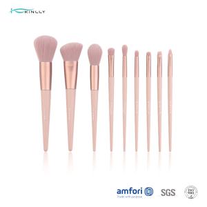 Poly Bag Light Pink 9pcs Travel Makeup Brush Set