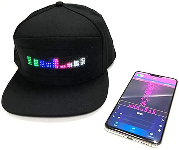 Quality Animated Sign Bluetooth LED Hat Programmable Message Black Cap for sale