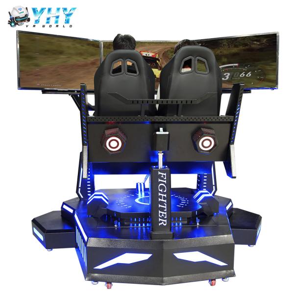 2 Players Three Screen Racing Simulator Adjustable Driving Game Steering Wheel