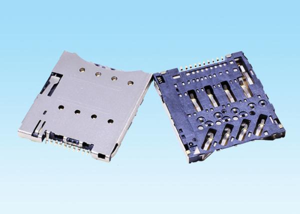 Quality Push Type SIM Card Connector 1.0A Current Rating With CD Detect Foot 1.28mm High for sale