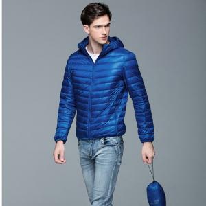 China new style small quantity solid color nylon/polyester winter mix size slim fit men goose feather jacket on sale