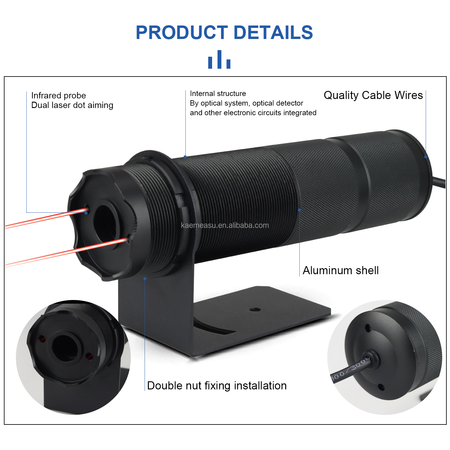kaemeasu Temperature Laser Aiming Transmitter Non Contact Pyrometer Temperature Sensor -50~1200℃