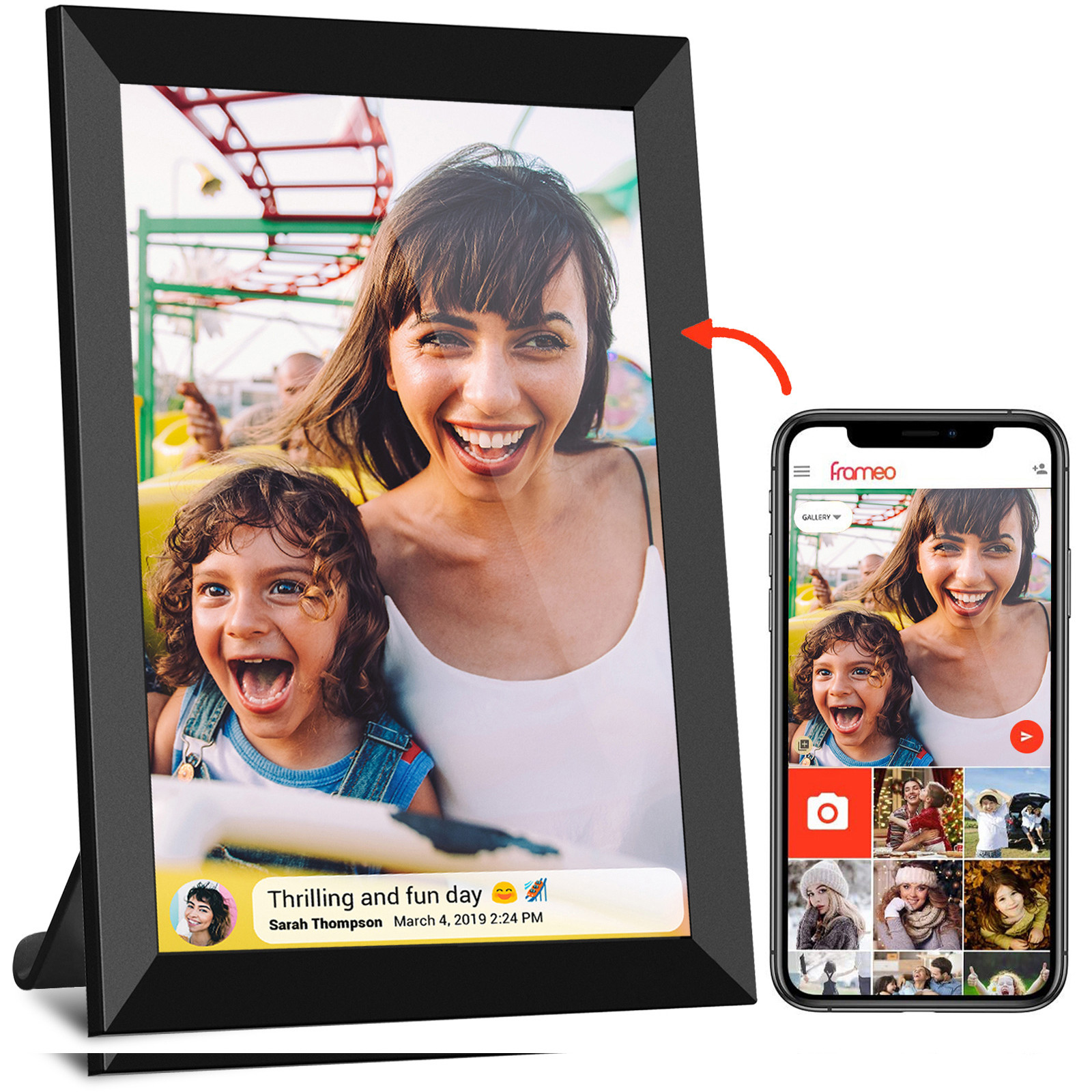 10.1 inch Digital Picture Frame, Share Video Clips and Photos Instantly via E-Mail or App