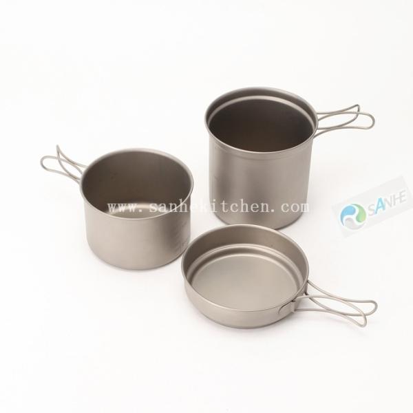 Quality Titanium backpacking cookare 3pcs set with calibration for sale