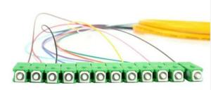 Buy cheap 12 Core Fiber Optic Pigtail Sc APC Upc Fiber Simplex Pigtail Unjacketed Color Coded product