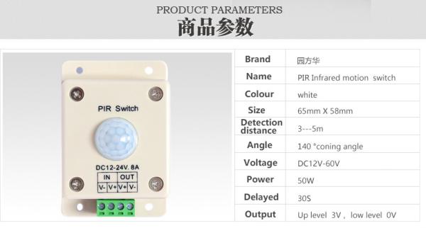 Quality Customized Infrared PIR Motion Sensor Switch / Optional LED Motion Sensor Switch for sale