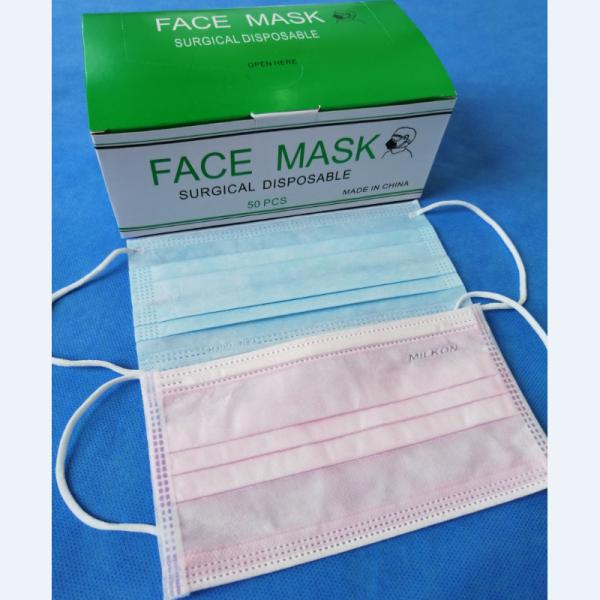 Anti Bacterial Disposable Medical Face Mask Liquid Proof Elastic Ear Loop Style