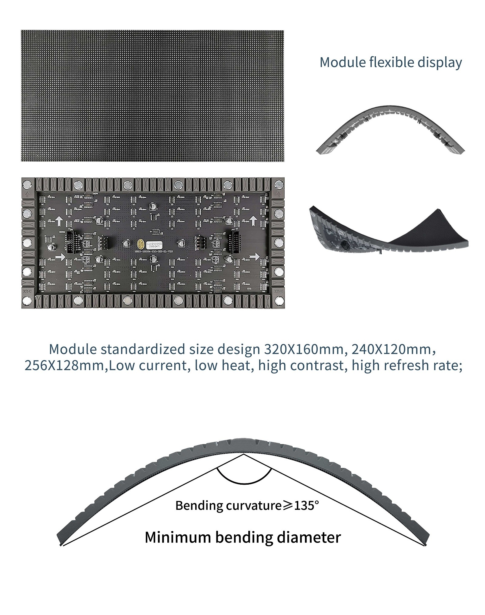 320x160 Indoor Led Soft Module P2 P2.5 P3.076 7680 High Refresh Rate Module Display For Artistic Forms