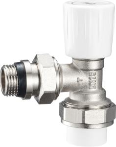 4302 Multi-turn Brass Angle TRV Valve Radiator Supply Valve DN15 Nickel Plated with PP-R Adapter x Flexible Male Nipple