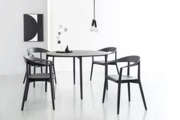 Quality Simple Design MITO Table Custom Made , Walnut Color Round Wood Dining Table for sale