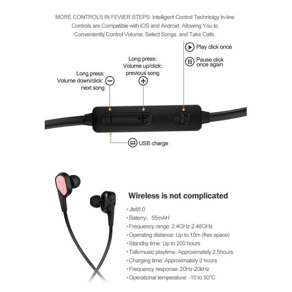 Multi Function In Ear Wireless Stereo Headset 105db For Mobile Phones
