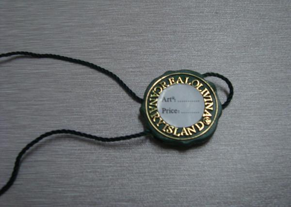 Quality Custom Cheap Green Plastic Name Seal Tags For Clothes With Printed Sticker Label for sale