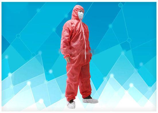 Quality Silicone Free Disposable Protective Coverall Red Color High Structure Strength for sale