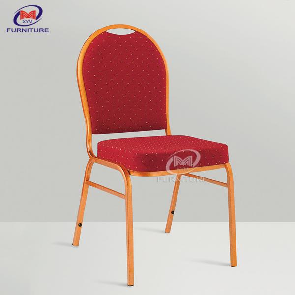 Quality Round Back Red Fabric Hotel Banquet Chair Fire Protection Fabric Stacking Chair for sale