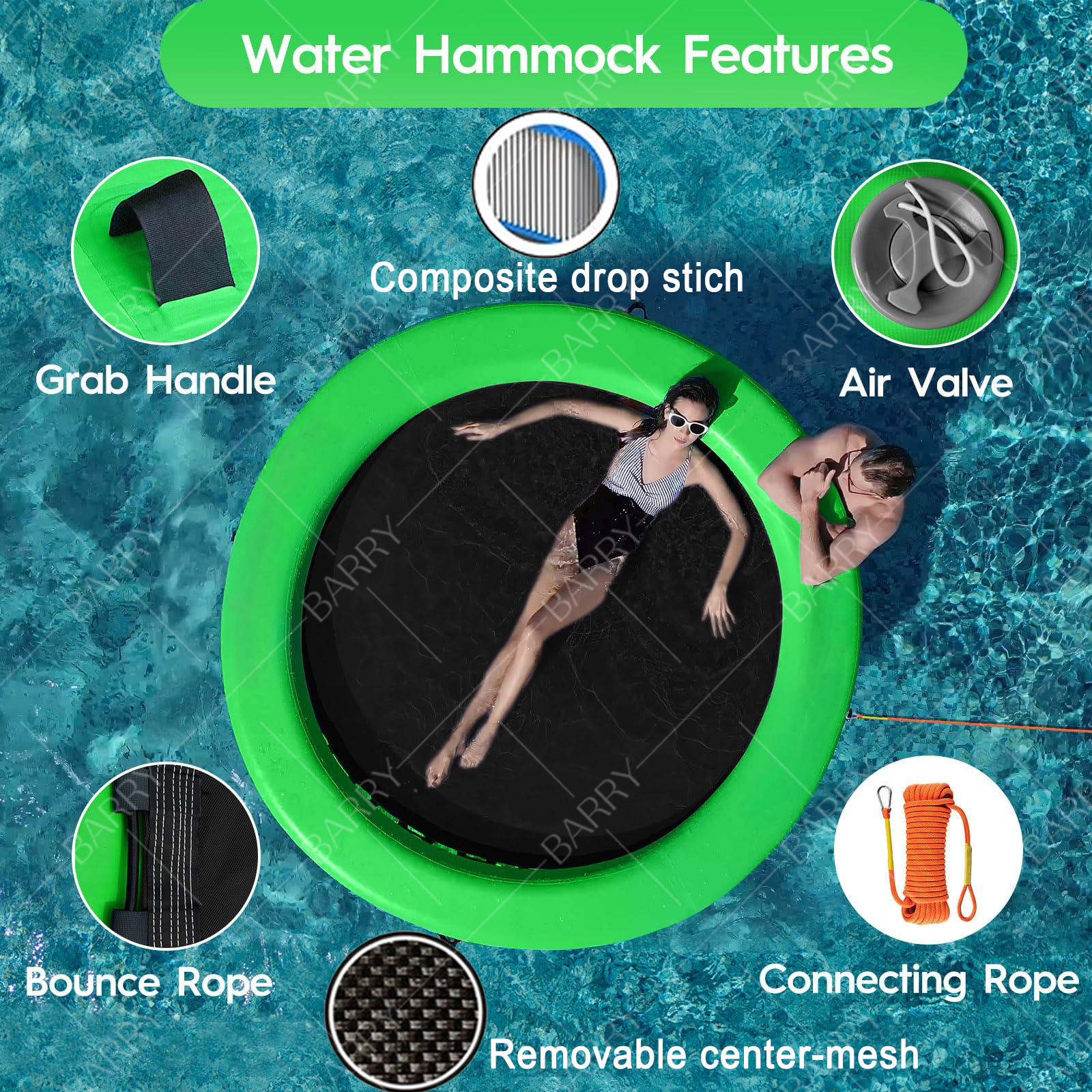 Round Inflatable Water Hammock Floating Raft 10 Classic Lounge Inflatable Hammock For Adults Kids