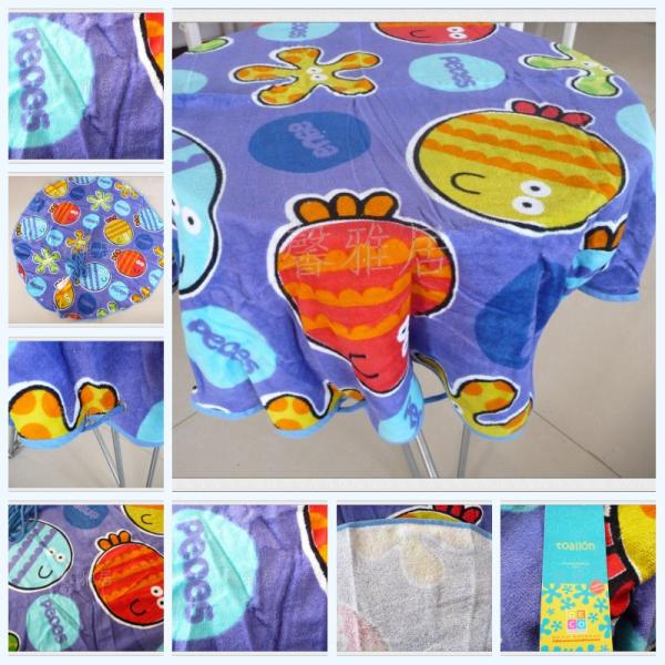 Round Circle Beach Towel 100% cotton yarn dyed and front side reactive print Beach towel