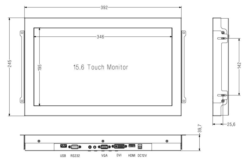 Anti Glare Vandalproof LCD Infrared Touch Monitor With Open Frame DC 12V Power
