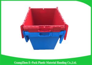 Solid Moving Plastic Attached Lid Containers , 50kgs Security Plastic Bins With Lids