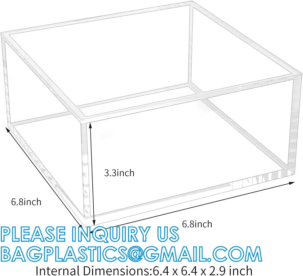Clear Cube Display Case, Multi-Purpose Box Square Container, Decorative Acrylic Box with Lid, Stackable