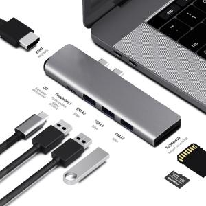 Type C HDMI 4K Thunderbolt 3 USB C Hub With Hub 3.0 TF SD Reader Slot PD